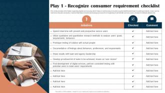 Play 1 Recognize Consumer Requirement Checklist Digital Hosting Environment Playbook