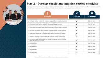Play 3 Develop Simple And Intuitive Service Checklist Digital Hosting Environment Playbook