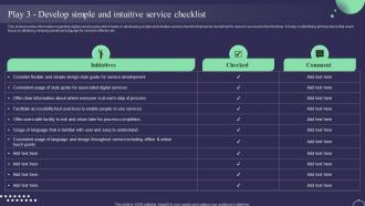 Play 3 Develop Simple And Intuitive Service Checklist Digital Service Management Playbook