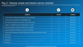 Play 3 Develop Simple And Intuitive Service Checklist Technological Advancement Playbook