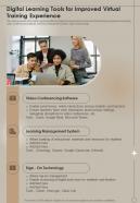Playbook Digital Learning Tools For Improved Virtual Training Experience One Pager Sample Example Document