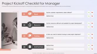 Playbook For Developers Project Kickoff Checklist For Manager