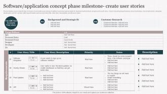 Playbook For Enterprise Software Firms Software Application Concept Phase Milestone Create User Stories