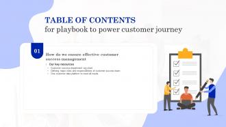 Playbook To Power Customer Journey Table Of Contents