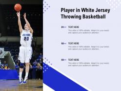 Player in white jersey throwing basketball