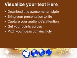 Pleasant holidays christmas trees background with globe powerpoint templates ppt for slides