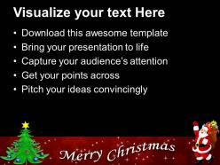Pleasant holidays christmas trees decorative and santa with gifts templates ppt backgrounds for slides