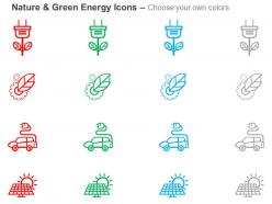 Plug gear car fuel solar energy plant ppt icons graphics
