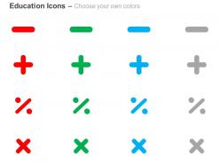 Plus minus division multiplication symbols ppt icons graphics