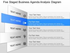 Pm five staged business agenda analysis diagram powerpoint template