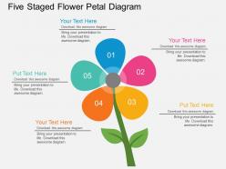 Pm five staged flower petal diagram flat powerpoint design
