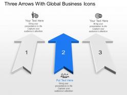 Pm three arrows with global business icons powerpoint template slide