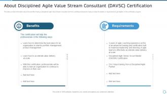 Pmi agile certification it about disciplined agile value stream consultant davsc certification