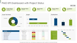 PMO KPI Dashboard Snapshot With Project Status