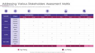 PMP Elements To Success IT Addressing Various Stakeholders Assessment Matrix