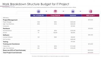 PMP Elements To Success IT Work Breakdown Structure Budget For It Project