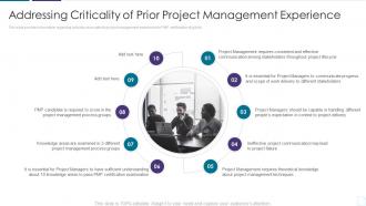 Pmp examination procedure it addressing criticality of prior project management experience