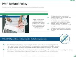 Pmp refund policy pmp certification training project managers it ppt summary format
