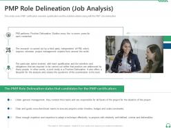 Pmp role delineation job analysis pmp certification training project managers it ppt file shapes