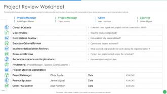 Pmp toolkit it project review worksheet