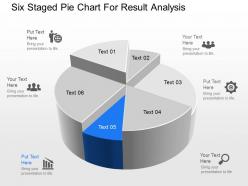 Pn six staged pie chart for result analysis powerpoint template