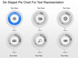 Po six staged pie chart for text representation powerpoint template