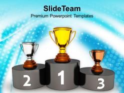 Podium with golden silver trophy reward powerpoint templates ppt themes and graphics 0113