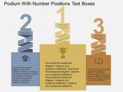 Podium with number positions text boxes flat powerpoint design