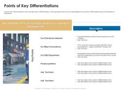 Points Of Key Differentiations Ratan Tata Investor Funding Elevator Ppt Demonstration