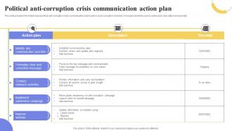 Political Anti Corruption Crisis Communication Action Plan