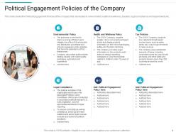 Political engagement policies stakeholder governance to improve overall corporate performance