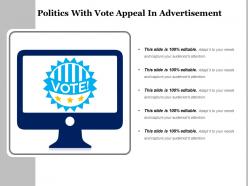 Politics with vote appeal in advertisement