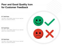Poor And Good Quality Icon For Customer Feedback