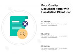 Poor quality document form with unsatisfied client icon