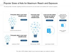 Popular sizes of ads for maximum reach and exposure newsfeed ppt icons