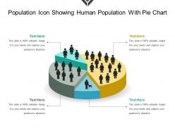 Population icon showing human population with pie chart