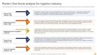 Porters Five Forces Analysis For Logistics Warehousing And Logistics Business Plan BP SS