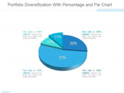 Portfolio diversification with percentage and pie chart ppt design