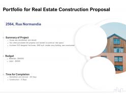 Portfolio For Real Estate Construction Proposal Ppt Powerpoint Presentation Gallery Icon
