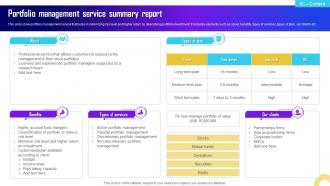 Portfolio Management Service Summary Report