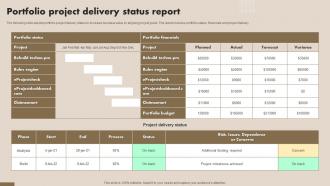 Portfolio Project Delivery Status Report
