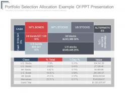 Portfolio selection allocation example of ppt presentation
