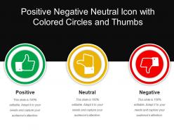 Positive negative neutral icon with colored circles and thumbs