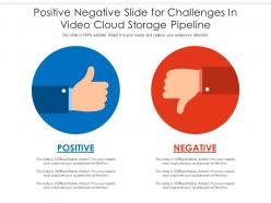 Positive negative slide for challenges in video cloud storage pipeline infographic template