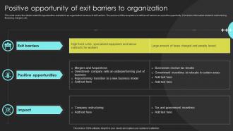 Positive Opportunity Of Exit Barriers To Organization