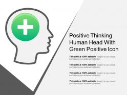 Positive thinking human head with green positive icon