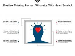 Positive thinking human silhouette with heart symbol
