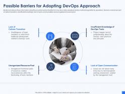 Possible barriers for adopting approach devops tools and framework it ppt background