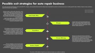 Possible Exit Strategies For Auto Repair Auto Repair Shop Business Plan BP SS