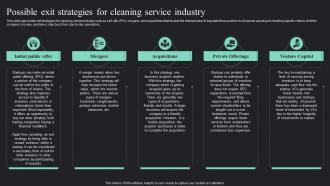 Possible Exit Strategies For Cleaning On Demand Cleaning Services Business Plan BP SS